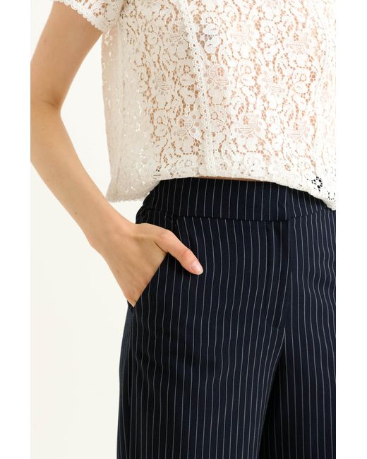 Louche Blue Tilde Pinstripe Straight Leg Trouser