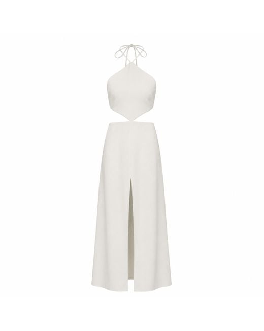 Nomi Fame White Gaia Halter Neck Gown With Center Slit