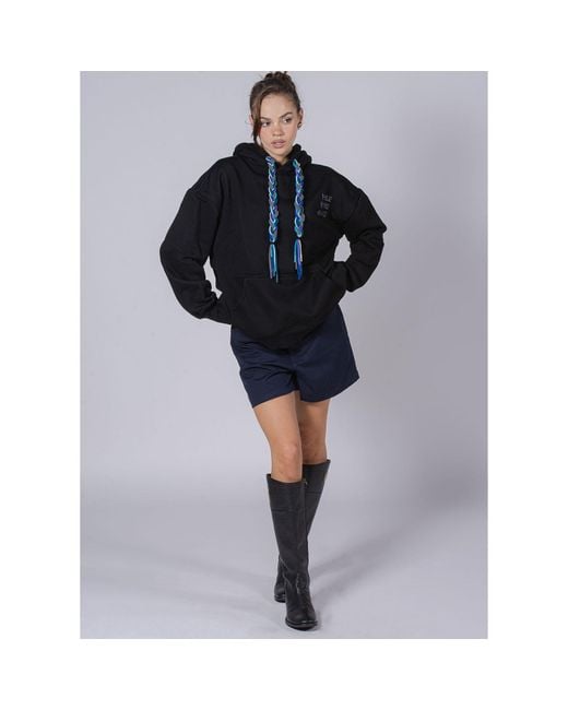 While We're Awake Blue Dark Braid On Braid Hoodie