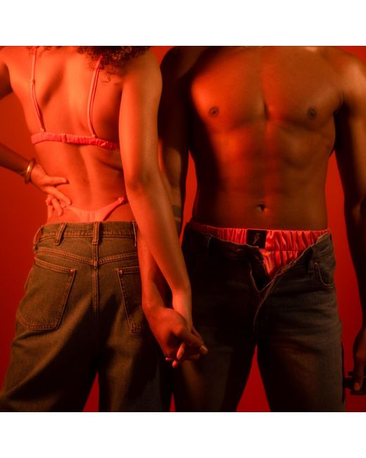 Ekcentrik Orange Satin Boxers Wild Sunrise for men