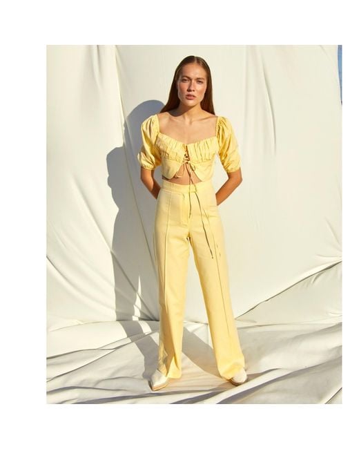 NAZLI CEREN Yellow Grace Ruched Top