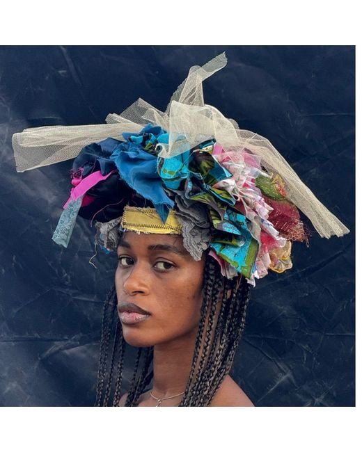 Miro Misljen Pink Tulle & Ribbon Sculptural Crown