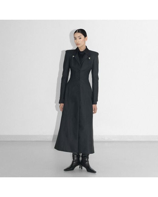 Vestiaire d'un Oiseau Libre Blue Leather Maxi Coat