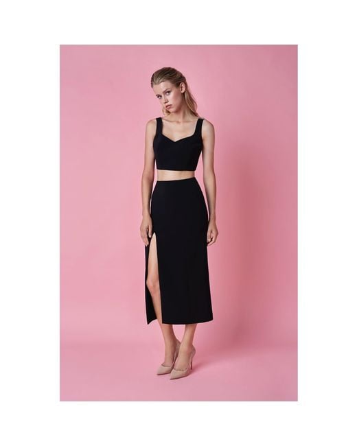 Nomi Fame Blue Noara Midi Front Slit Skirt Set
