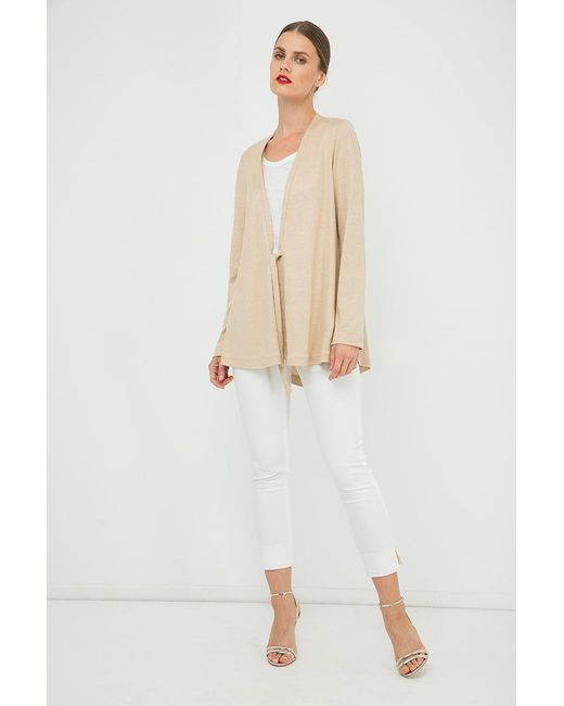 Conquista Natural Neutrals Open Front Linen Cardigan