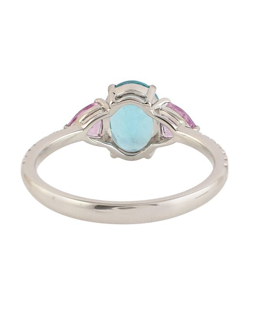 Artisan Blue 18k White Gold Apatite Sapphire Diamond Cocktail Ring