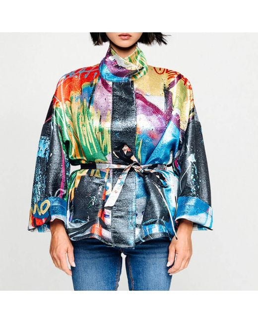 Maxjenny Blue Square Boxy Jacket