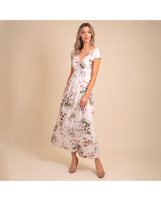 Alie Street London Metallic Sophia Maxi Dress Petite Petal Floral