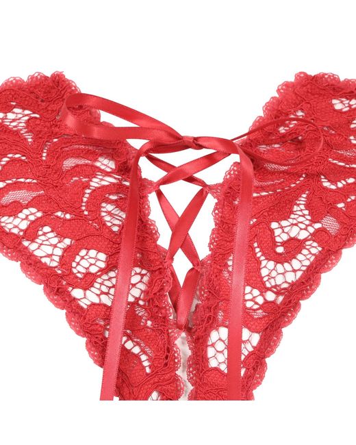Belle -et-BonBon Red Valentina Bright Cherry Lace Thong Valentine Special
