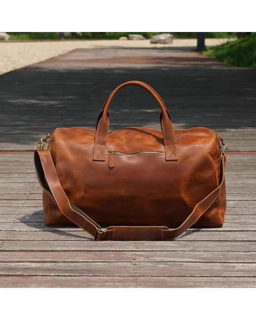 Touri Brown Genuine Leather Weekend Bag for men