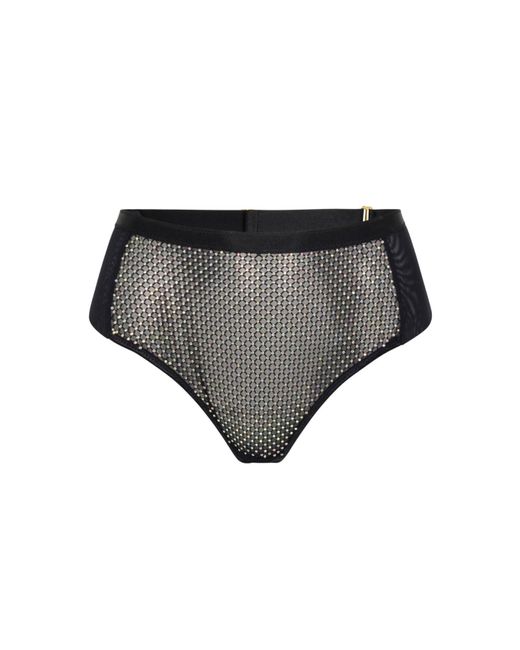 Empress Mimi Black Diamond Studded High Waist Cheeky Panty