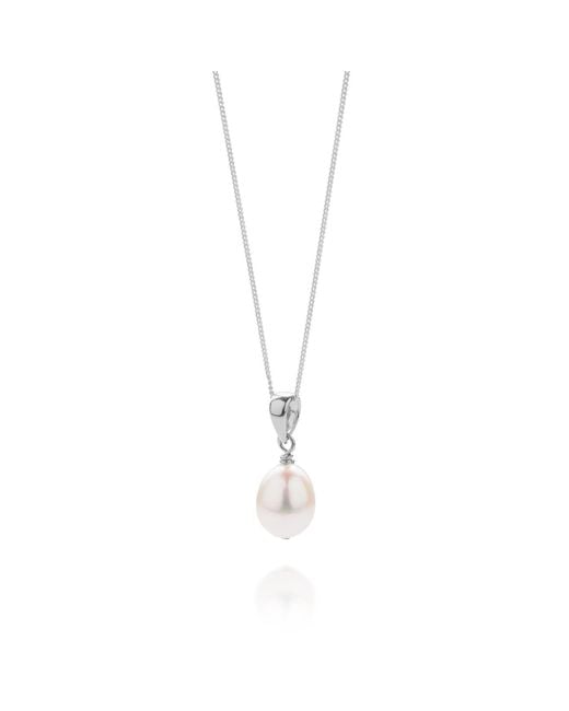 Nellou Jewellery Metallic Ellen Mini Pearl Drop Necklace Sterling