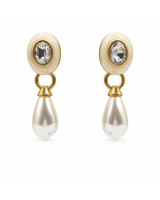 Michael Nash Jewelry Metallic Charlotte Mother Of Pearl With Pearl Resin Pierced Removable Drop