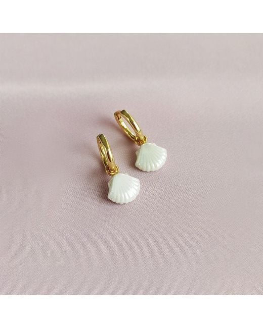 POPORCELAIN Metallic Mini Porcelain Seashell Earrings, Tone