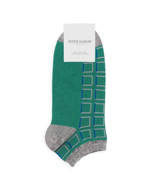 Peper Harow - Made in England Green Crosslet & Cube Trainer Socks Bundle for men