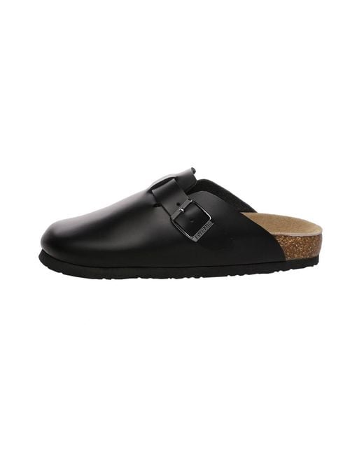 EverAu Australia Black Pintail Leather Comfort Clog Sandals