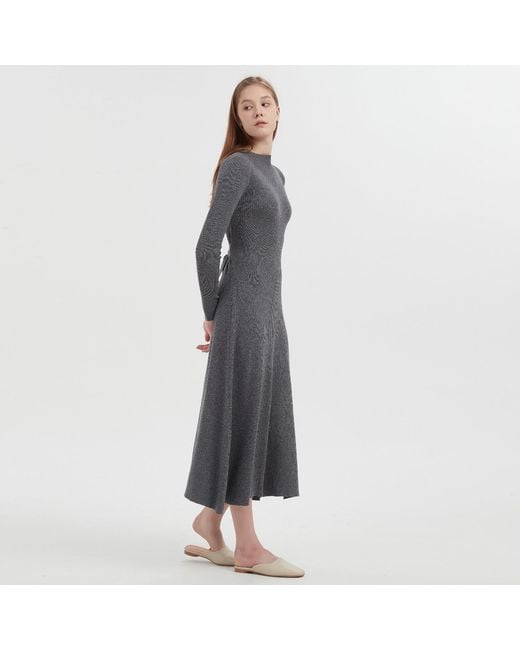 NUAJE NUAJE Black Anita Long Sleeve Merino Wool Dress