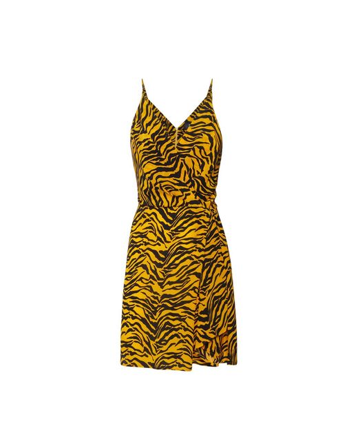 SVETA Milano Yellow Nancy Tiger Short Silk Dress
