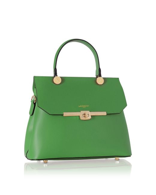 Le Parmentier Green Atlanta Top Handle Satchel Bag W/Shoulder Strap