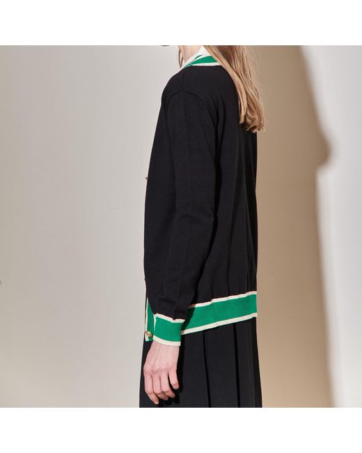 Roch Perel Blue Trimmed V Neck Cardigan