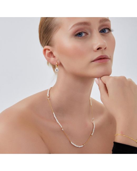 Spero London Metallic Baroque Irregular Pearl Jewelled Sterling Chain Necklace