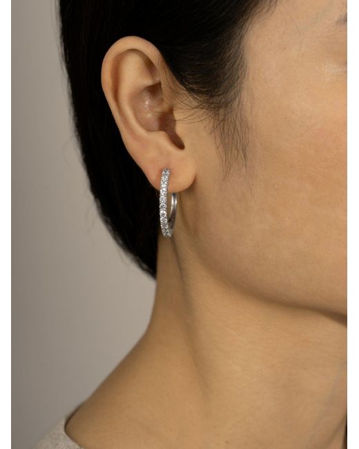 Diamonbliss Metallic Embellished With Swarovski Plated Hoop Earrings One And Half Inch