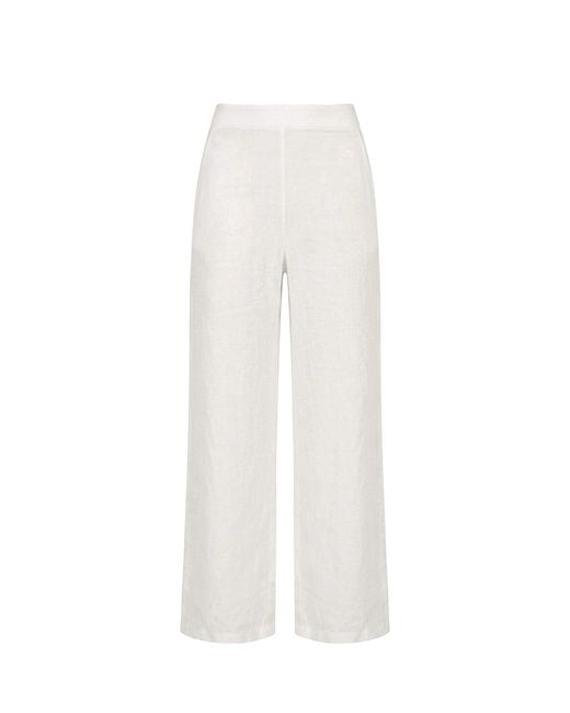 James Lakeland White Relaxed Linen Trousers