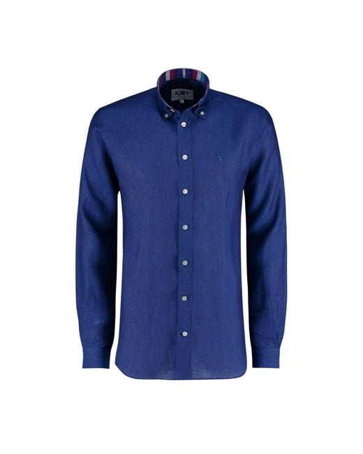 Koy Clothing Blue Royal Linen Shirt for men