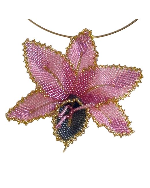 Iliana Arrazola Pink Orchid Choker, And, Glass Beads, Beaded Jewelry