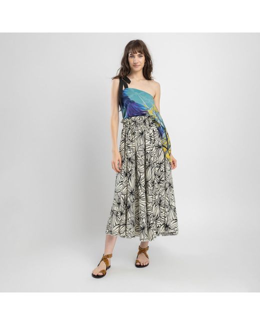 ARTISTA Gray Neutrals Rosy A-Line Midi Skirt