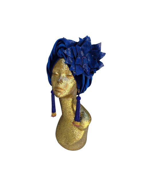 Julia Clancey Blue Cha Cha Cha Boom Electric Luxe Velour Turban