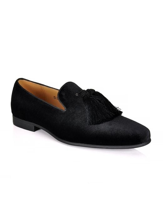 DAVID WEJ Black Bradford Velvet Tassel Loafers – for men