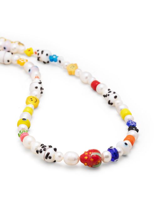Nialaya Multicolor S Panda Pearl Choker With Assorted Beads for men