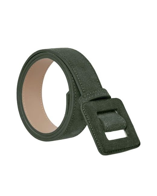 BeltBe Green Suede Mini Square Buckle Belt