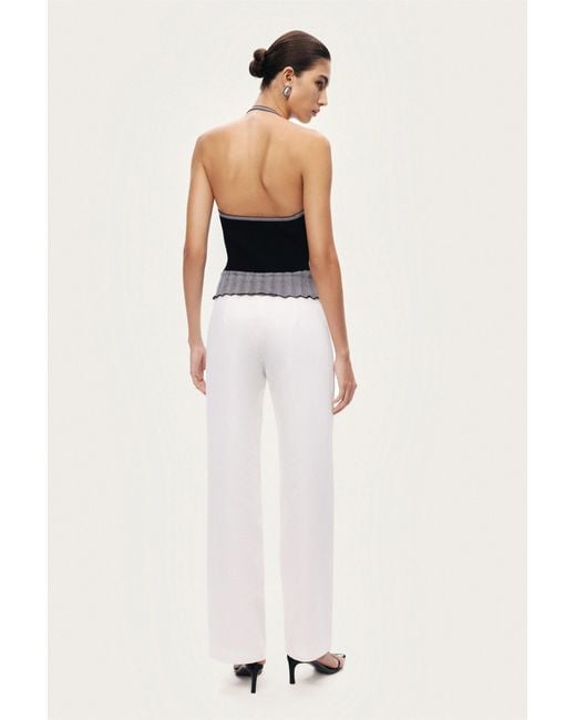 Nocturne Black Halter Ribbed Knit Top