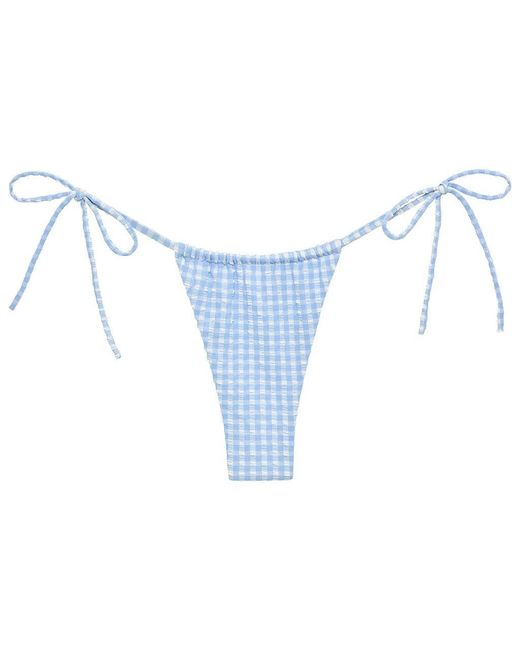 Montce Blue Peri Micro Gingham Brasil Tie-Up Bikini Bottom