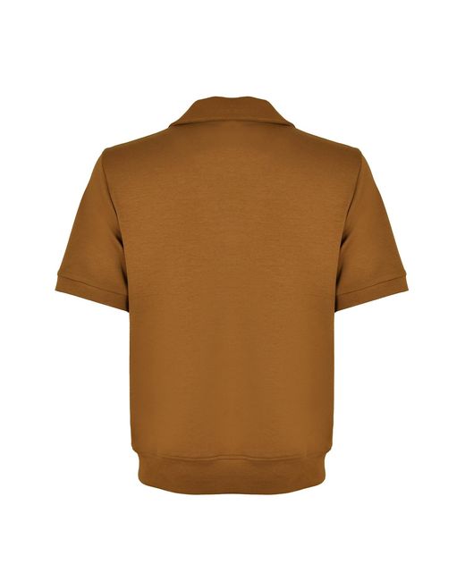 DAVID WEJ Brown Enzo Cotton V-Neck Polo for men
