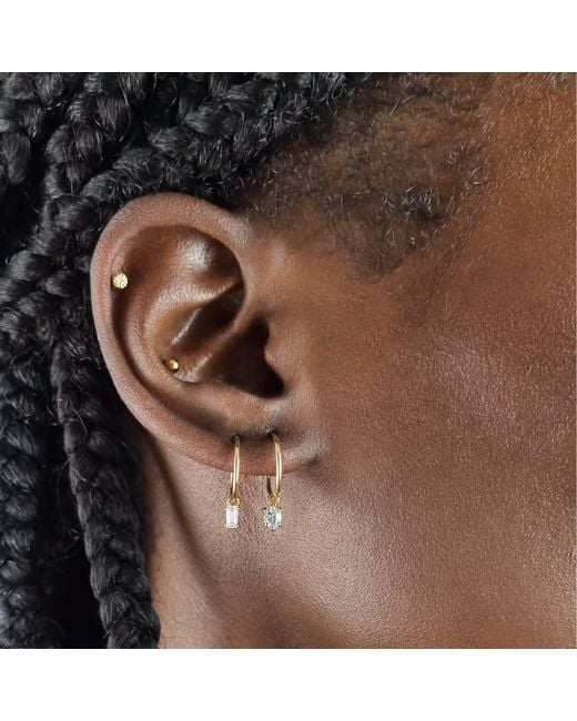 Lee Renee White Baguette Clicker Hoop Earrings