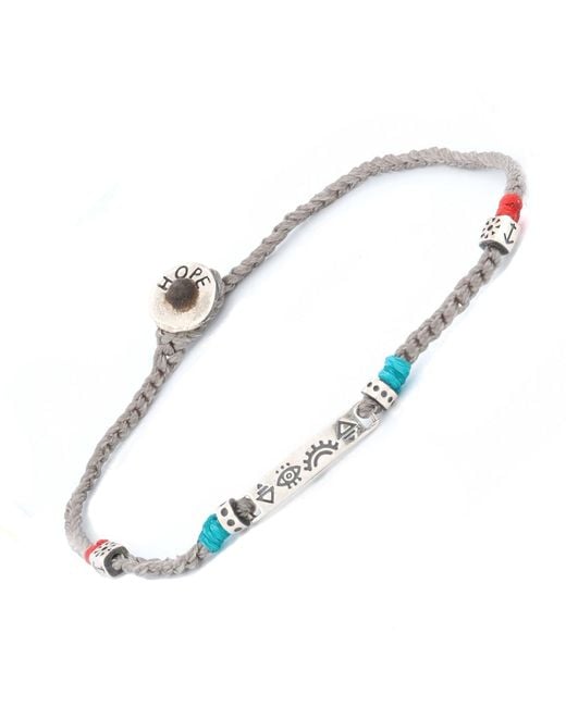 Ebru Jewelry Metallic Sterling Spiritual Symbols Woven Hope Braided Bracelet for men