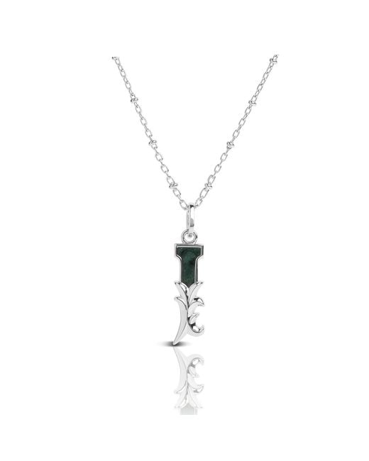 Kasun Metallic Solid I Initial Necklace With Marble