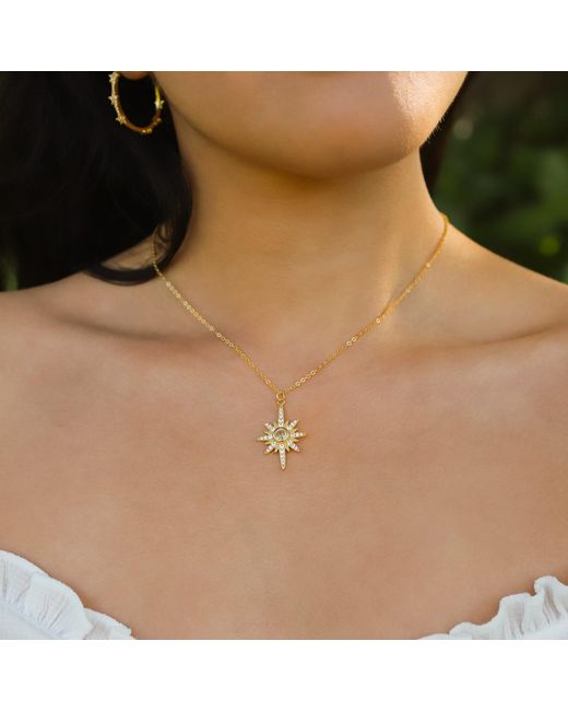 Luna Charles Metallic Heidi North Star Birthstone Necklace Plated April