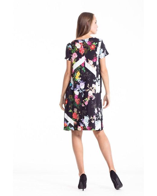 Conquista Black A Line Floral Dress