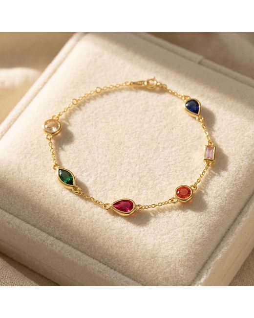 Harfi Metallic Geometric Multicolour Gemstone Plated Bracelet