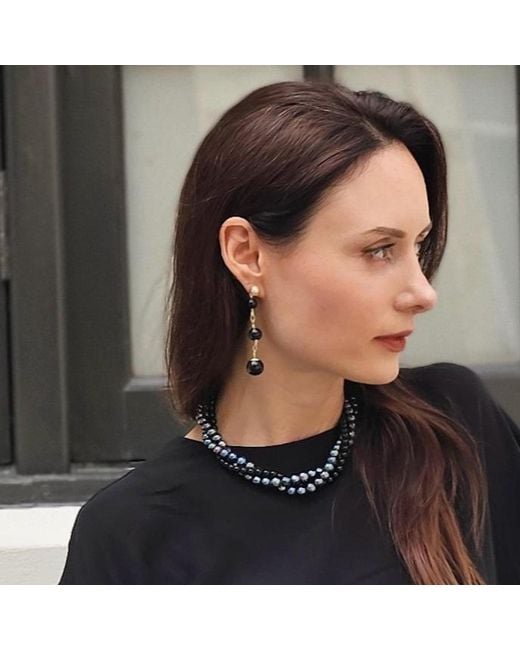 Farra White Obsidian Dangle Earrings