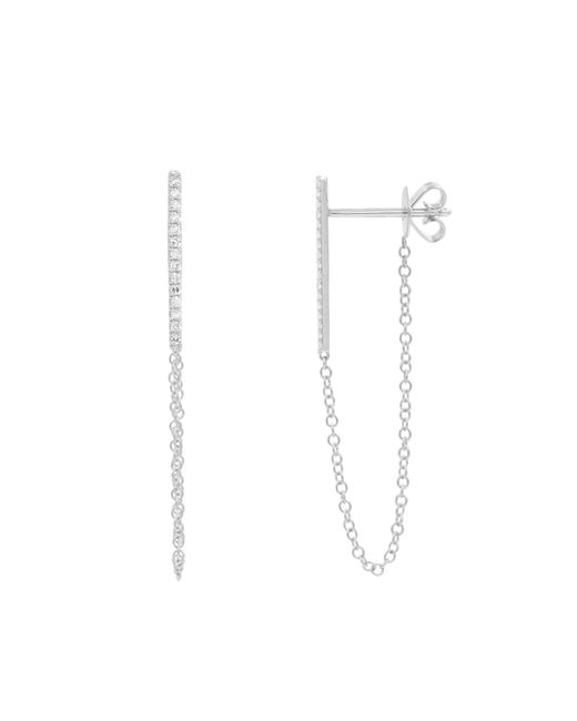 KAMARIA White Diamond Bar Chain Earring Studs