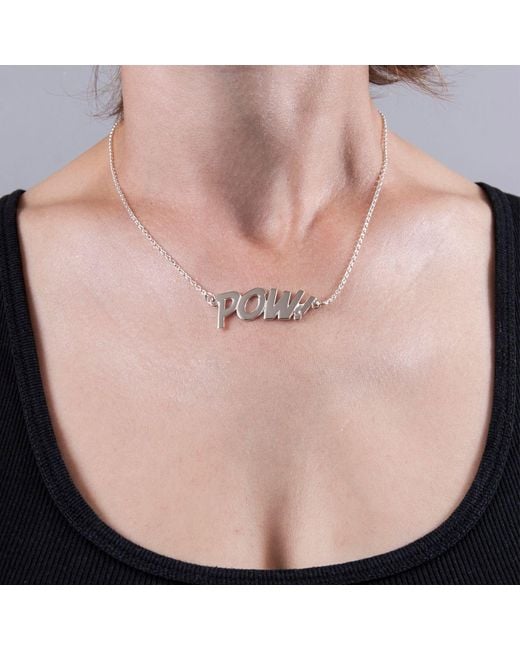 Edge Only Metallic Pow! Letters Necklace Sterling