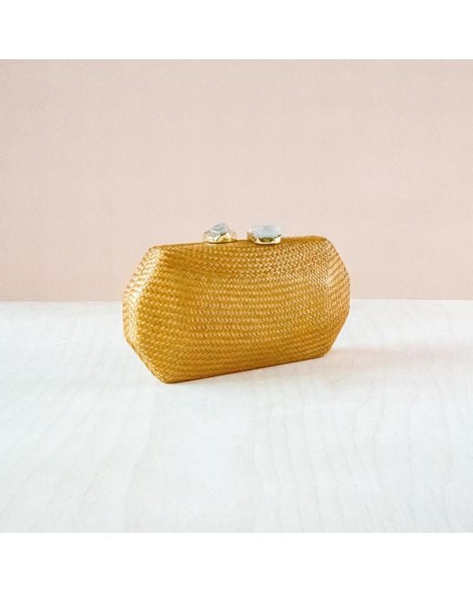 LIKHÂ Yellow Sarsuela Handwoven Clutch Camel