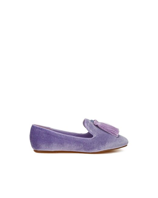 Rag & Co Purple Tromso Iconic Tassel Detail Velvet Loafers