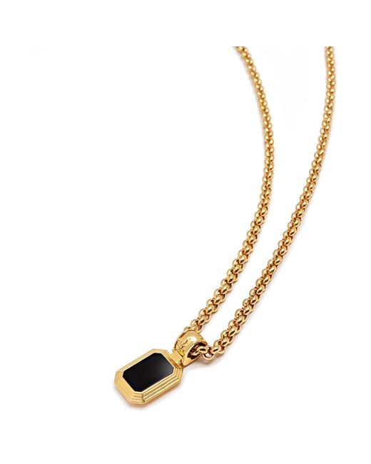 Nialaya Metallic Sterling Necklace With Two-In-One Malachite & Onyx Pendant for men