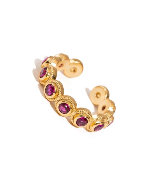Ebru Jewelry Metallic Ruby Passion Adjustable Plated Stackable Ring